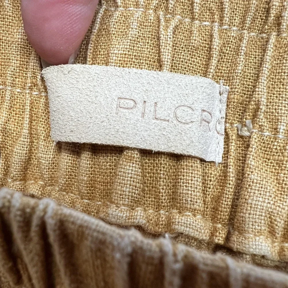 Anthropologie Pilcro Mini Skirt XS Yellow Linen Tie Dye Frayed Hem Boho - Picture 9 of 11